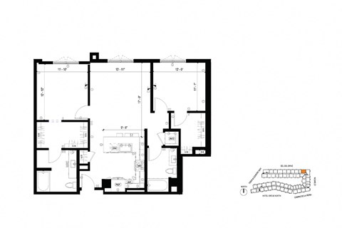 Floor plan for 2 beds, 2 baths, 1176 sqft
